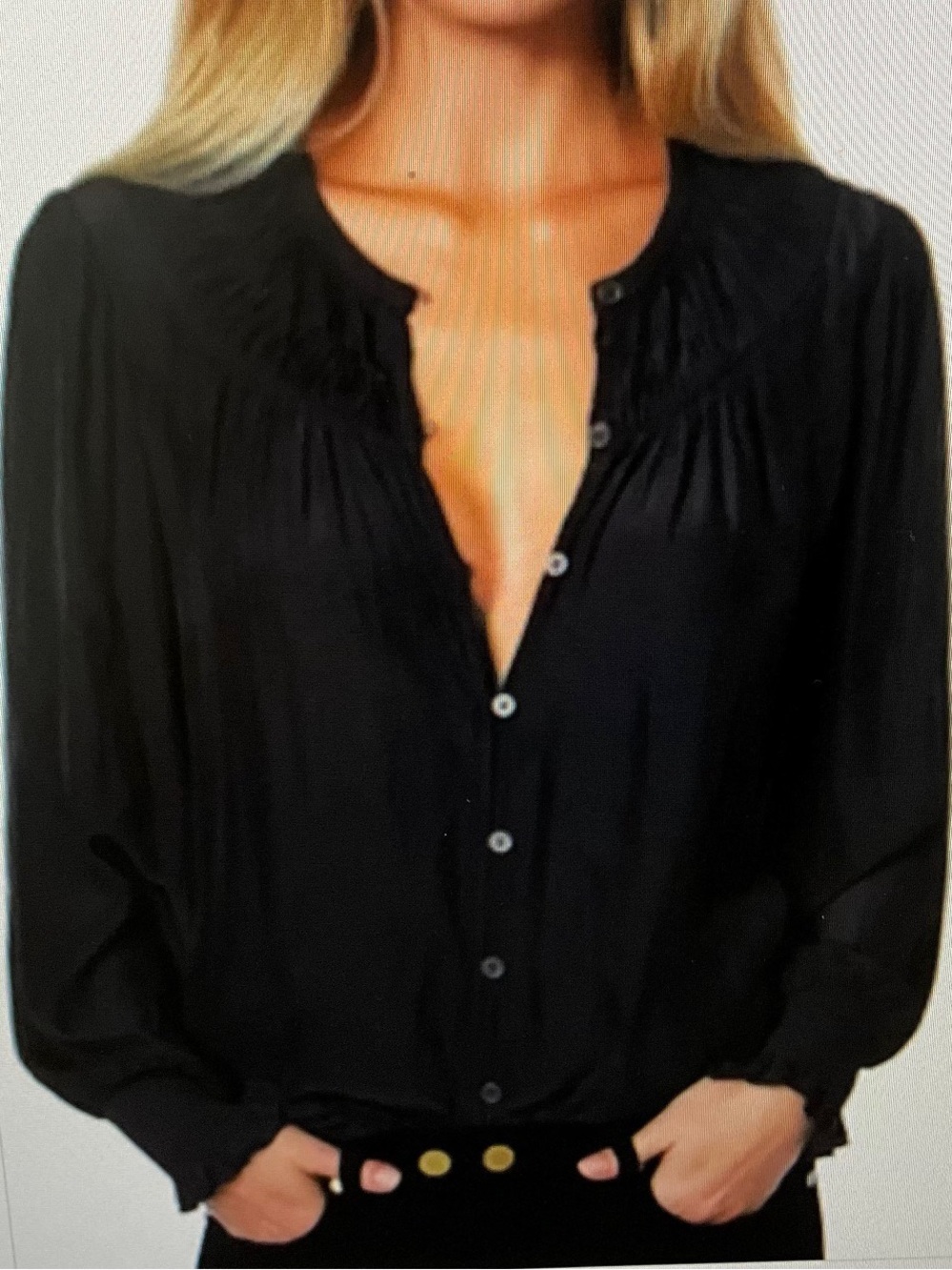 Ramy Brook Island Black Long Sleeve Blouse